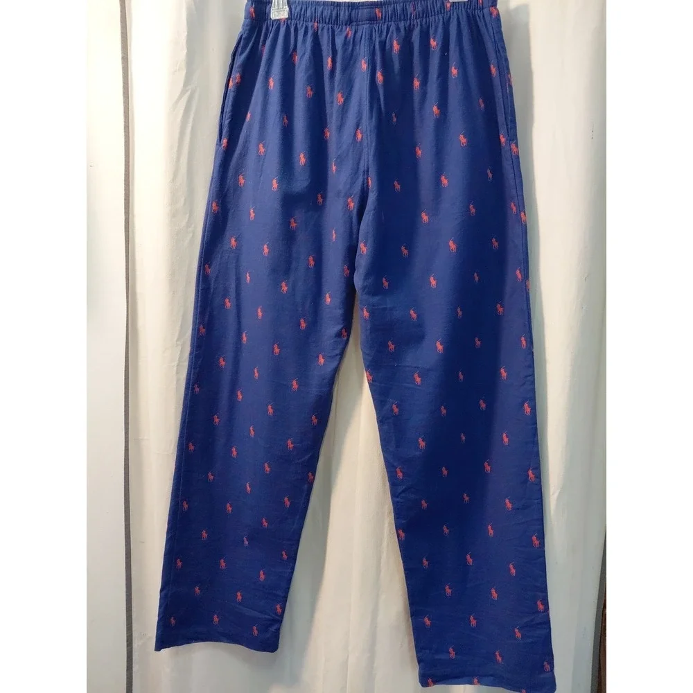 Polo‎ Ralph Lauren Sleepwear Mens Pants Blue Red Allover Pony Print Cotton